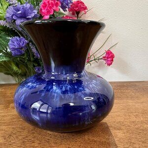 Blue Mountain Pottery‎ Flared Rim Vase Cobalt Drip Glaze Canadian Studio Art MCM